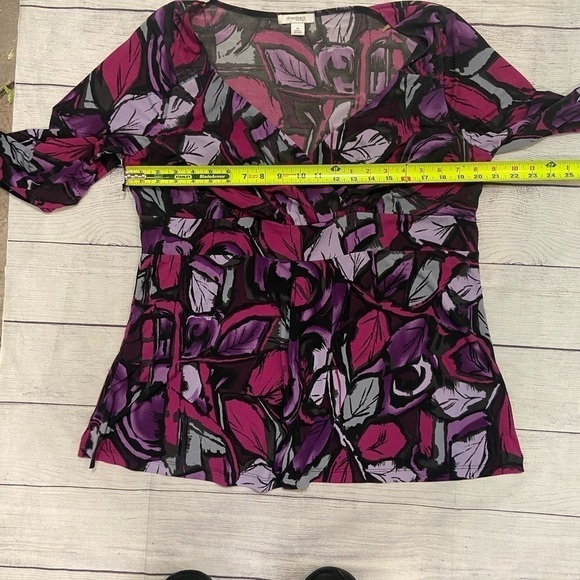 Dressbarn Women’s Maxi Blouse Purple Pink Floral Plus Size 1X - Picture 5 of 10